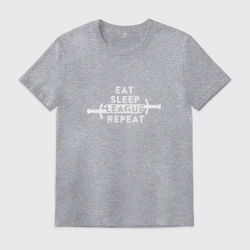 Мужская футболка хлопок League of Legends - Eat sleep repeat надпись
