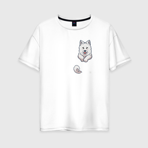 Женская футболка оверсайз из хлопка с принтом Песик в Кармане, вид спереди №1
