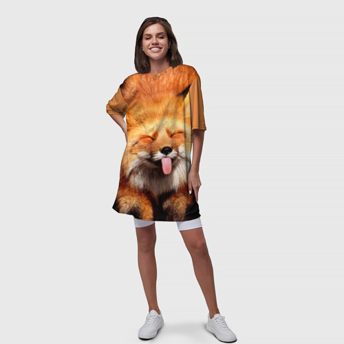 Платье-футболка 3D Лиса с языком, цвет 3D печать - фото 5