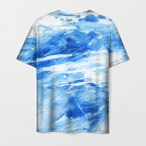 Мужская футболка 3D с принтом Вода акварель, вид сзади #1