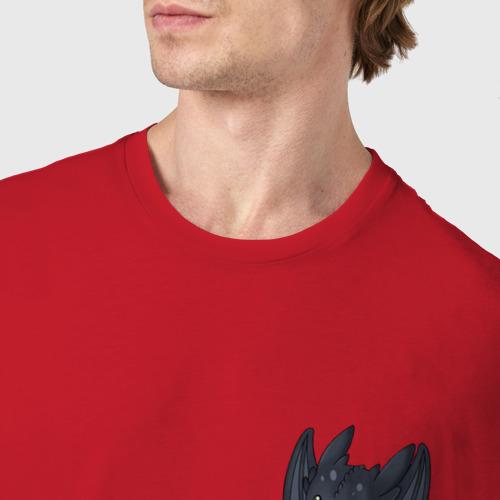 Мужская футболка хлопок Дракон в кармане, цвет красный - фото 6
