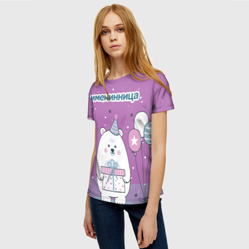 Женская футболка 3D с принтом Именинница, фото на моделе #1
