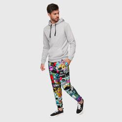Мужские брюки 3D Яркий стикерпак граффити - фото 2
