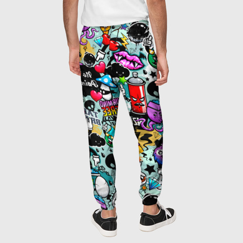 Мужские брюки 3D Яркий стикерпак граффити, цвет 3D печать - фото 5