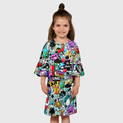 Детское платье 3D Яркий стикерпак граффити - фото 2