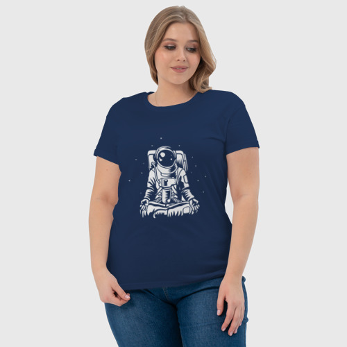 Женская футболка хлопок Space Yoga, цвет темно-синий - фото 6