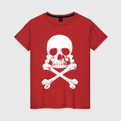 Женская футболка хлопок Череп и кости