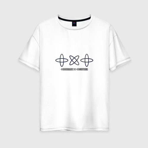 Женская футболка оверсайз из хлопка с принтом Tomorrow X together, вид спереди №1