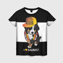 Женская футболка 3D I like music