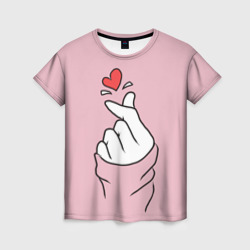Женская футболка 3D Я тебя люблю - корейское сердечко