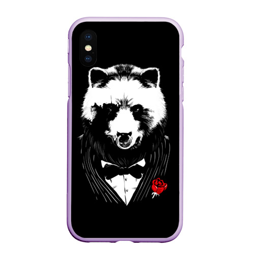 Чехол для iPhone XS Max матовый Медведь крестный отец, цвет сиреневый