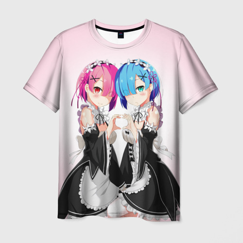 Мужская футболка 3D Re:Zero. Рем и Рам, цвет 3D печать