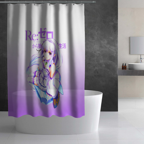 Штора 3D для ванной Re:Zero. Эмилия - фото 2