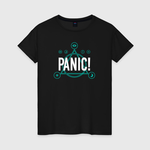 Женская футболка хлопок Panic!, цвет черный