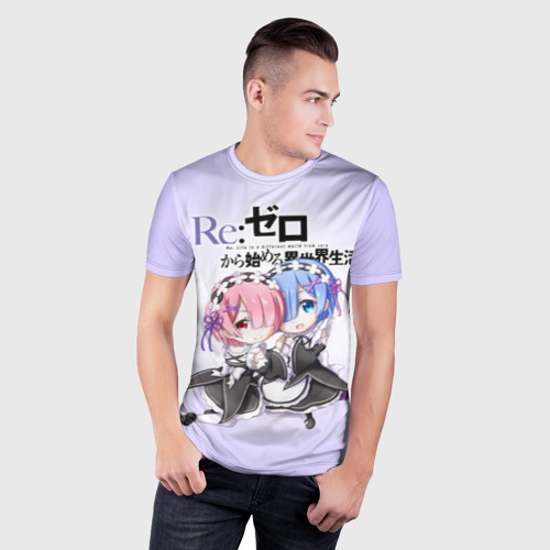 Мужская футболка 3D Slim Re:Zero. Рем и Рам, цвет 3D печать - фото 3