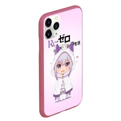 Чехол для iPhone 11 Pro Max матовый Re:Zero. Эмилия, цвет малиновый - фото 3