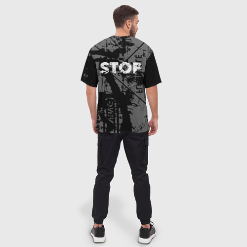 Мужская футболка oversize 3D Stop - skull, цвет 3D печать - фото 4