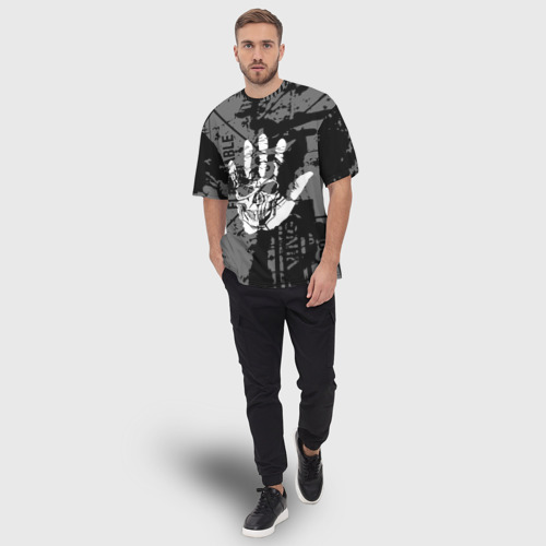 Мужская футболка oversize 3D Stop - skull, цвет 3D печать - фото 5