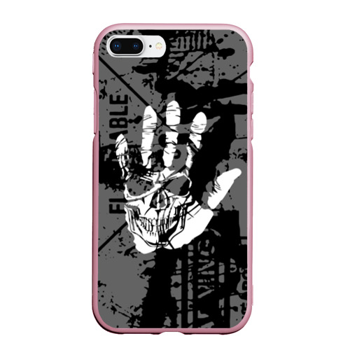 Чехол для iPhone 7Plus/8 Plus матовый Stop - skull, цвет розовый