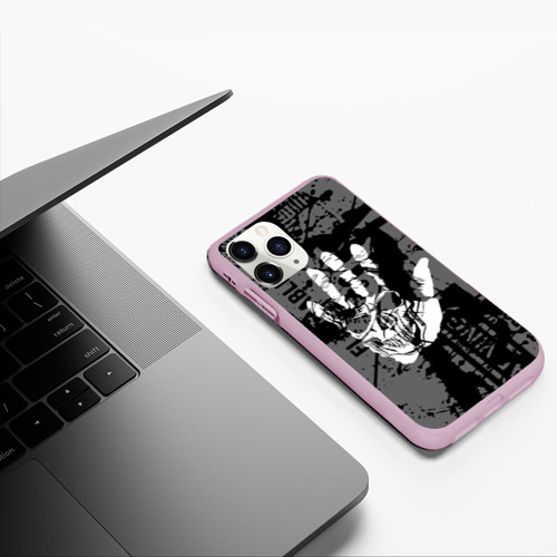 Чехол для iPhone 11 Pro матовый Stop - skull, цвет розовый - фото 5