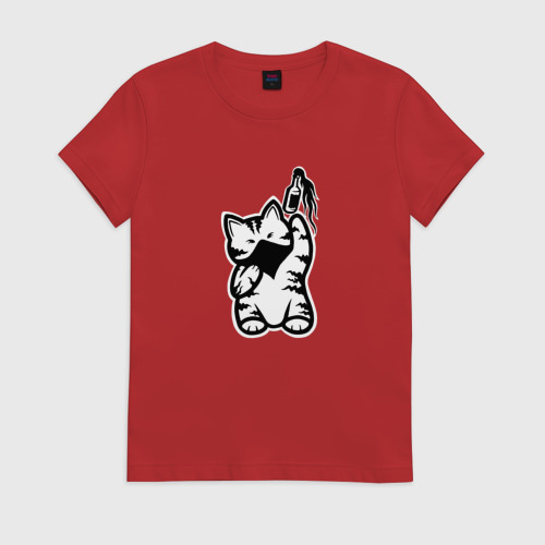 Женская футболка хлопок Anarchist Cat Molotov Cocktail Фото 01 Женская футболка хлопок Anarchist Cat Molotov Cocktail Фото 01