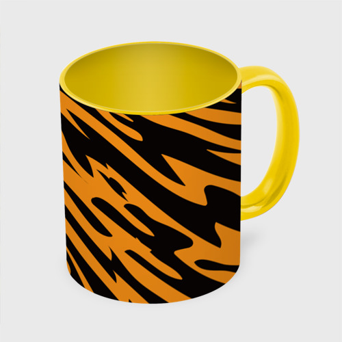 Кружка с полной запечаткой Тигр, цвет белый + желтый - фото 3