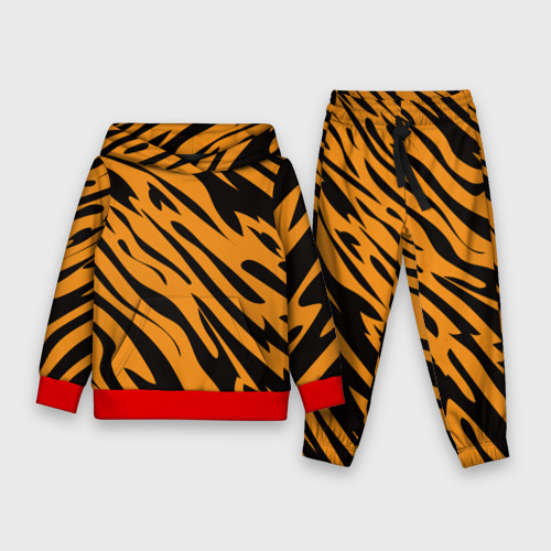 Детский костюм с толстовкой 3D Тигр, цвет красный