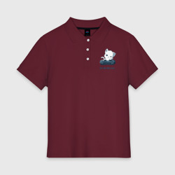 Женское поло хлопок Геймер котик с геймпадом