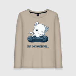 Женский лонгслив хлопок Геймер котик с геймпадом