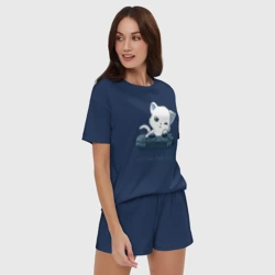 Женская пижама с шортиками хлопок Геймер котик с геймпадом - фото 2