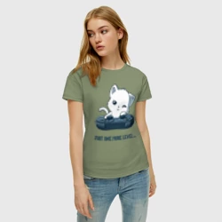 Женская футболка хлопок Геймер котик с геймпадом - фото 2