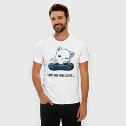 Мужская футболка хлопок Slim Геймер котик с геймпадом - фото 2