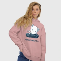 Женское худи Oversize хлопок Геймер котик с геймпадом - фото 2