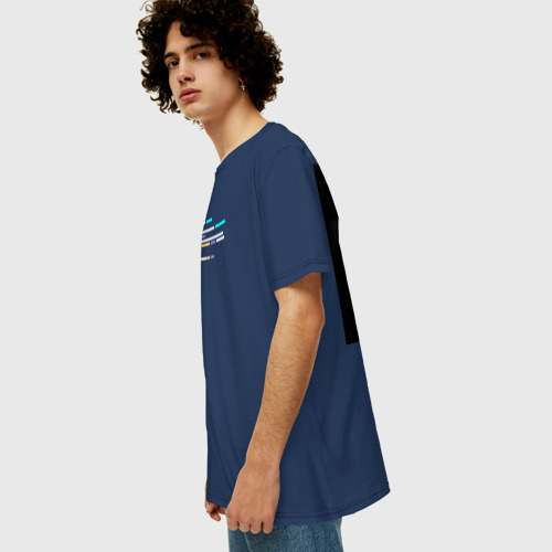 Мужская футболка хлопок Oversize Подсветка синтаксиса кода, цвет темно-синий - фото 5