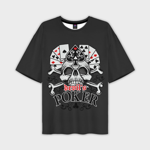 Мужская футболка oversize 3D Poker devil's, цвет 3D печать