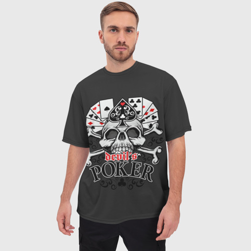 Мужская футболка oversize 3D Poker devil's, цвет 3D печать - фото 3