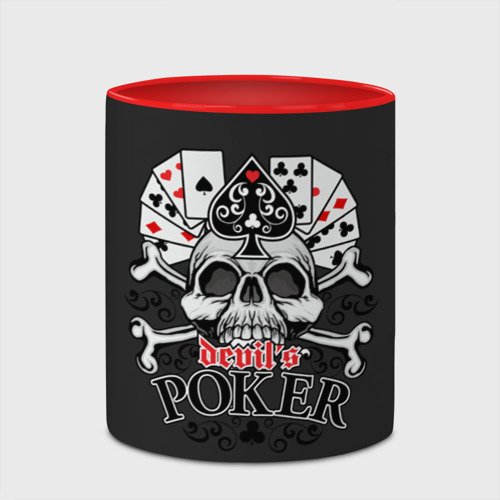 Кружка с полной запечаткой Poker devil's, цвет белый + красный - фото 4