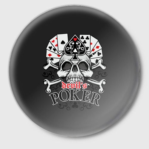 Значок Poker devil's, цвет белый