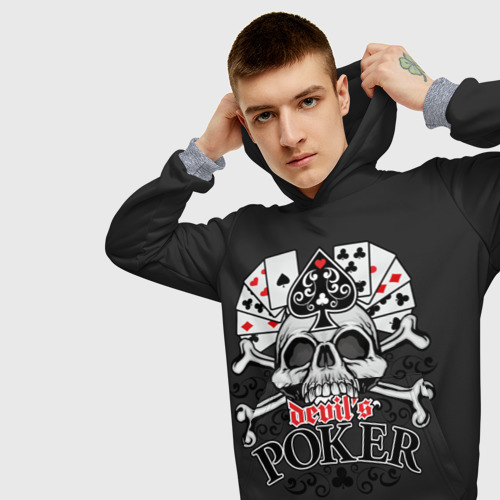 Мужская толстовка 3D Poker devil's, цвет меланж - фото 5
