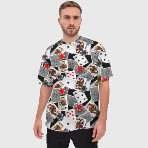 Мужская футболка oversize 3D Игральные карты и фишки, цвет 3D печать - фото 3