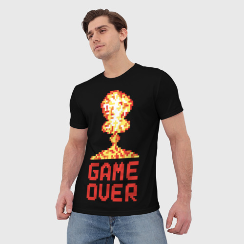 Мужская футболка 3D Game over - atomic explosion, цвет 3D печать - фото 3