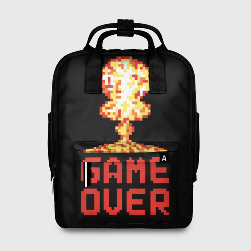 Женский рюкзак с принтом Game over - atomic explosion, вид спереди №1