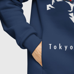 Худи с принтом Токийский гуль для мужчины, вид на модели спереди №6. Цвет основы: темно-синий