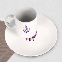 Набор: тарелка кружка с принтом Сейлор Мун и Луна для любого человека, вид спереди №3. Цвет основы: белый