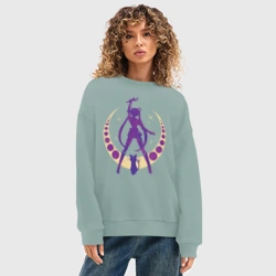 Женский свитшот oversize без начеса хлопок Сейлор Мун и Луна - фото 2