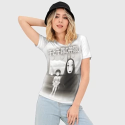 Женская футболка 3D Slim Тихиро и Каонаси в поезде - фото 2