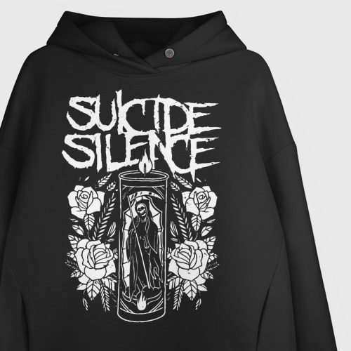 Женское худи Oversize хлопок Suicide Silence, цвет черный - фото 3