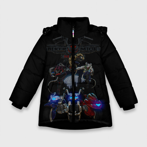 Зимняя куртка для девочек 3D Мыши рокеры с марса байкеры, цвет черный