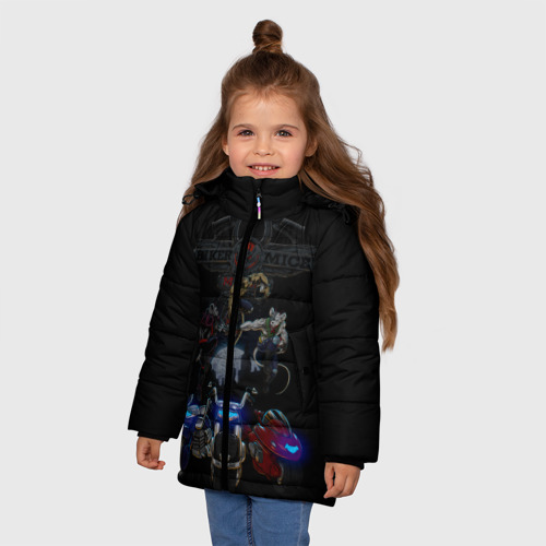 Зимняя куртка для девочек 3D Мыши рокеры с марса байкеры, цвет черный - фото 3
