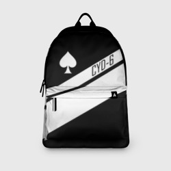 Рюкзак с принтом Cayde-6 Ace of spades Destiny 2 для любого человека, вид спереди №3. Цвет основы: белый